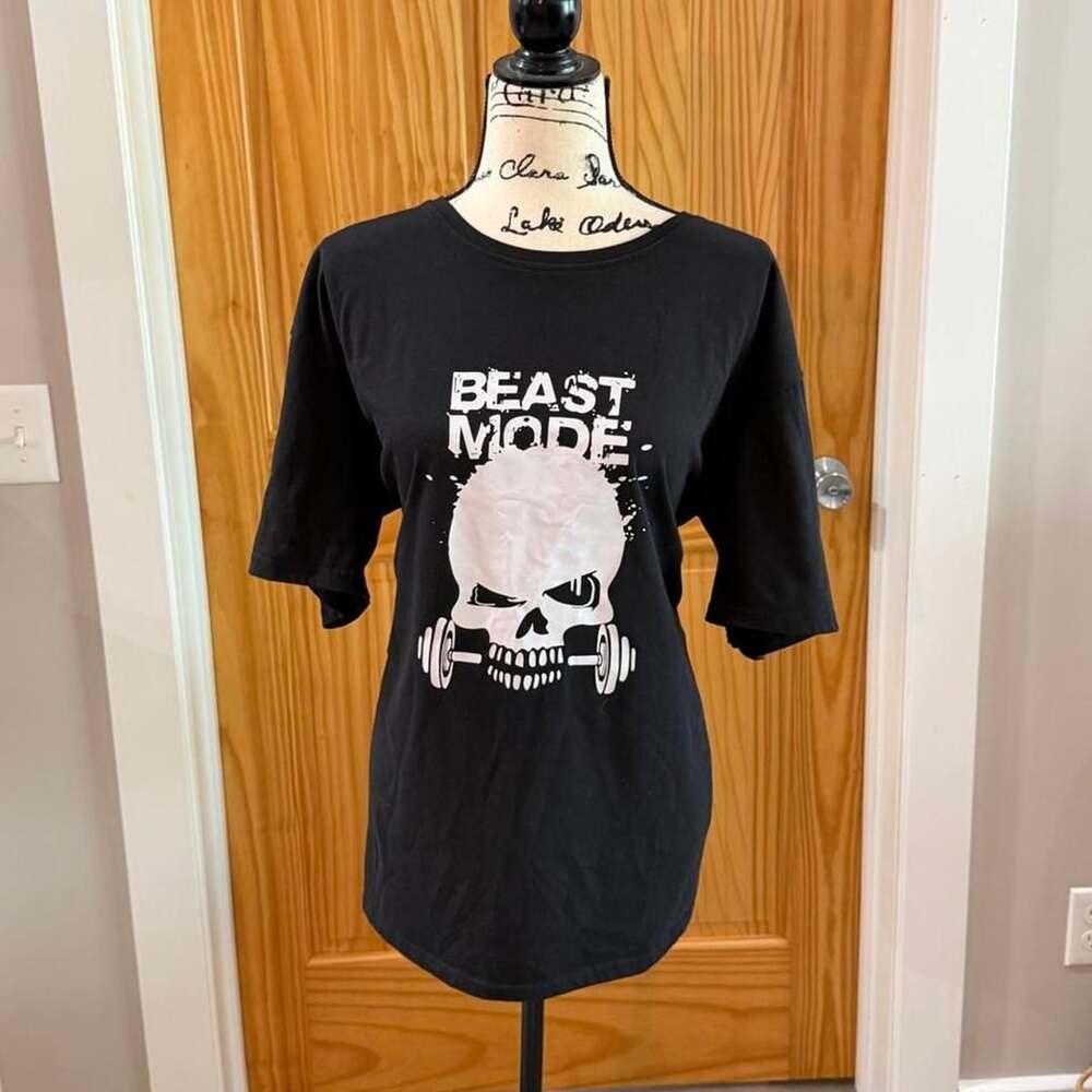 Beast Mode Gym T-Shirt Black Skull Graphic